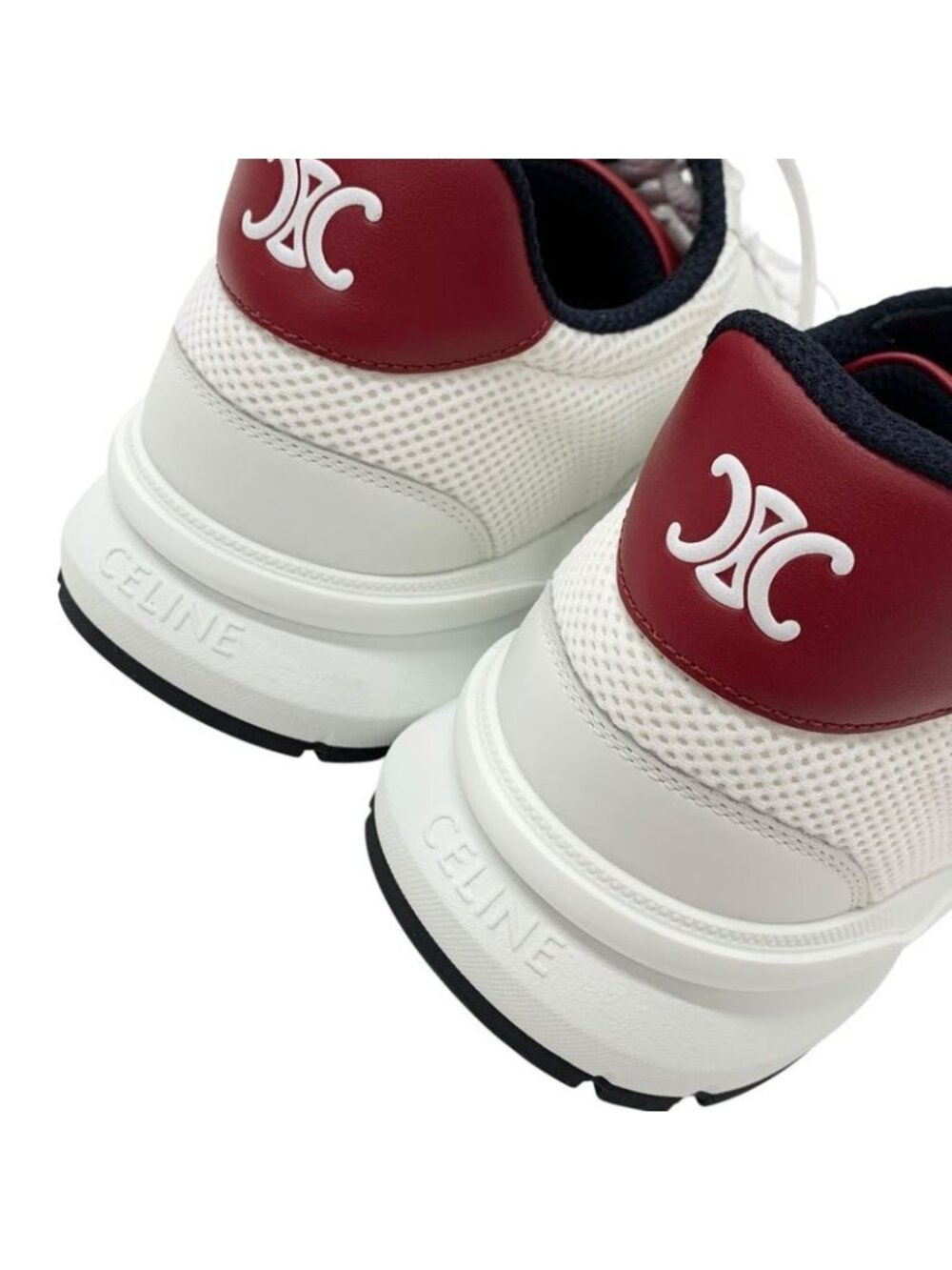 Celine Cr-02 Sneakers Shoes Mesh Leather Suede White Red Triomphe Logo - Picture 10 of 10